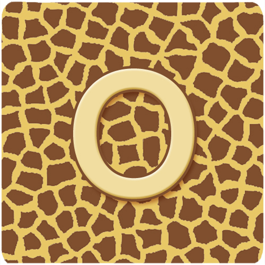 Monogram - Giraffe Foam Coasters, Initial Letter O - Set 4, 3.5 x 3.5 In.