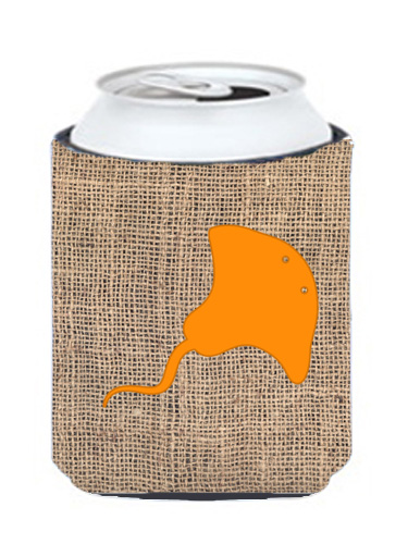 Stingray Burlap And Orange Can Or Bottle Hugger