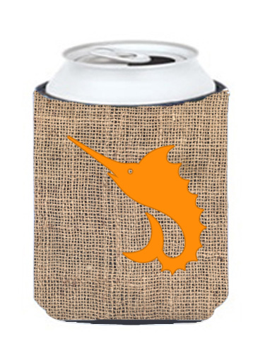 Fish - Sword Fish Burlap And Orange Can Or Bottle Hugger