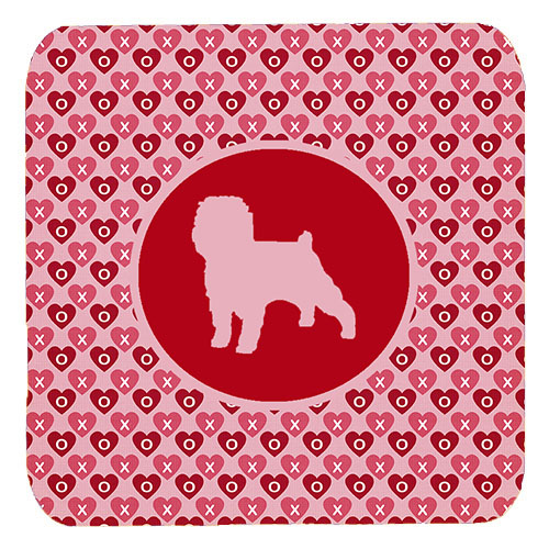 Affenpinscher Valentine Hearts Foam Coasters - Set 4, 3.5 x 3.5 In.