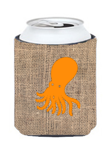 Octopus Burlap And Orange Can Or Bottle  Hugger