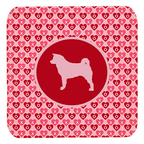 Akita Valentine Hearts Foam Coasters - Set 4, 3.5 x 3.5 In.