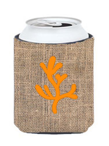 Coral Burlap And Orange Can Or Bottle  Hugger