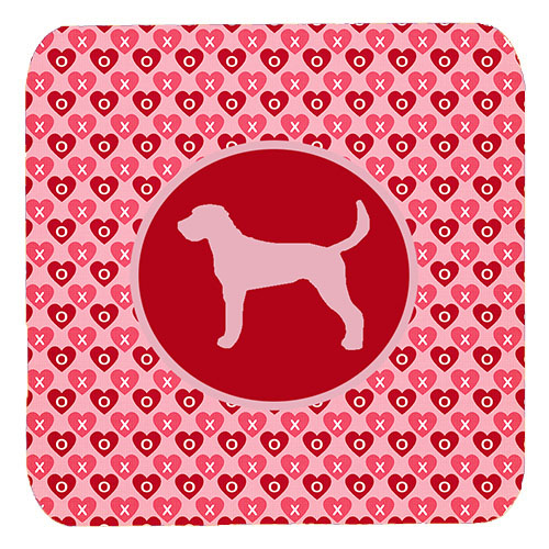 American Foxhound Valentine Hearts Foam Coasters - Set 4, 3.5 x 3.5 In.