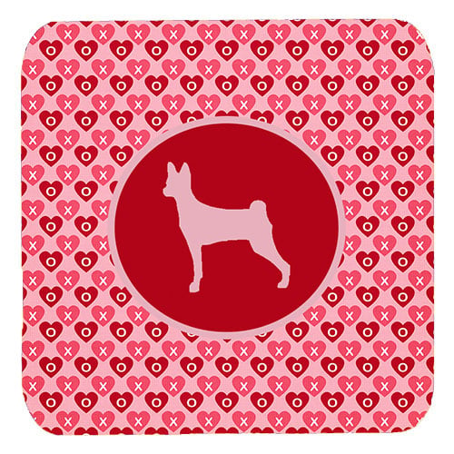 Basenji Valentine Hearts Foam Coasters - Set 4, 3.5 x 3.5 In.