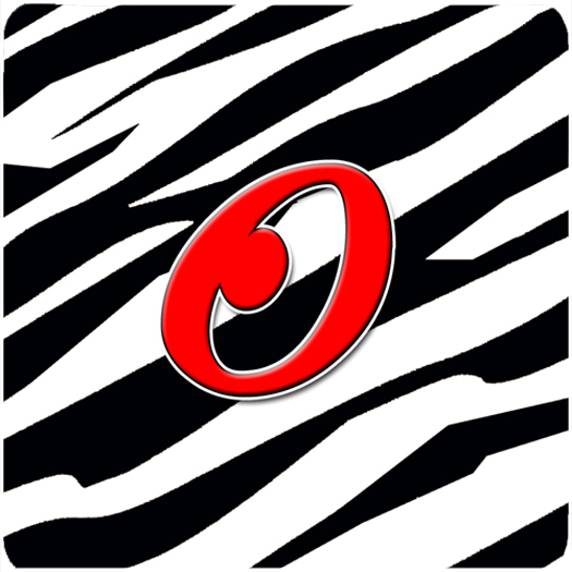 CJ1024-OFC Monogram - Zebra Red Foam Coasters- Initial Letter O - Set 4- 3.5 x 3.5 In.