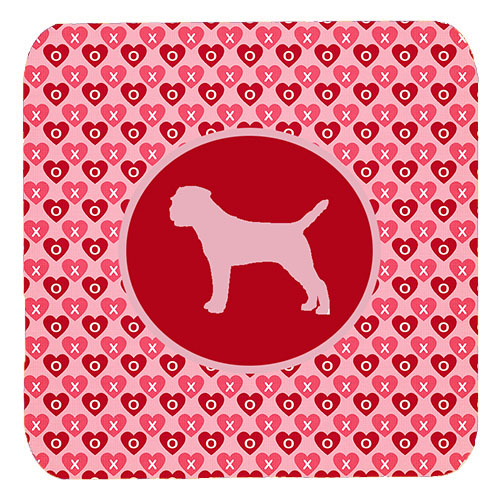 Border Terrier Valentine Hearts Foam Coasters - Set 4, 3.5 x 3.5 In.