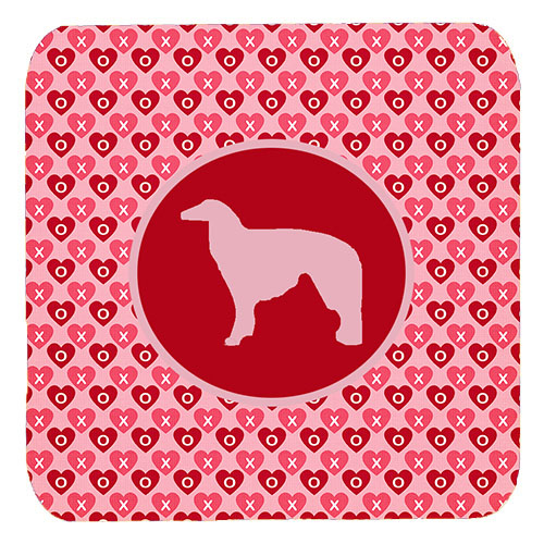 Borzoi Valentine Hearts Foam Coasters - Set 4, 3.5 x 3.5 In.