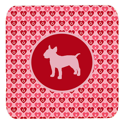 Bull Terrier Valentine Hearts Foam Coasters - Set 4, 3.5 x 3.5 In.