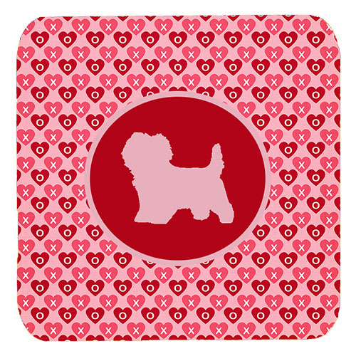 Cairn Terrier Valentine Hearts Foam Coasters - Set 4, 3.5 x 3.5 In.