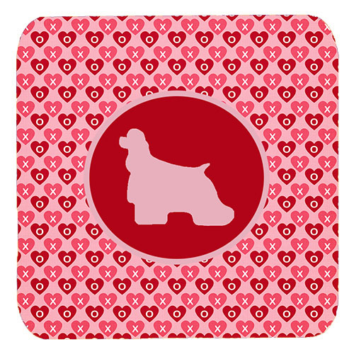 Cocker Spaniel Valentine Hearts Foam Coasters - Set 4, 3.5 x 3.5 In.