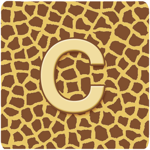 Monogram - Giraffe Foam Coasters, Initial Letter C - Set 4, 3.5 x 3.5 In.
