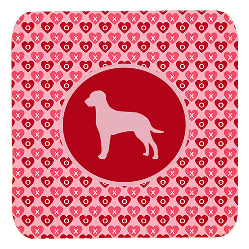 Curly Coated Retriever Valentine Hearts Foam Coasters - Set 4, 3.5 x 3.5 In.