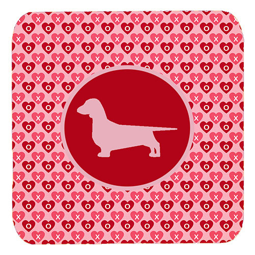 Dachshund Valentine Hearts Foam Coasters - Set 4, 3.5 x 3.5 In.