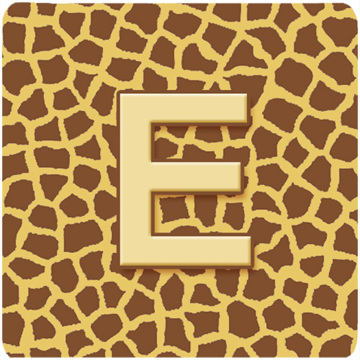 CJ1025-EFC Monogram - Giraffe Foam Coasters- Initial Letter E - Set 4- 3.5 x 3.5 In.