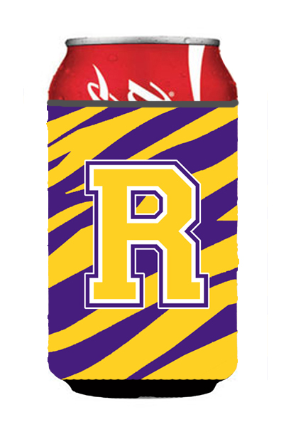 CJ1022-RCC Monogram - Tiger Stripe - Purple Gold Can Or Bottle  Initial R