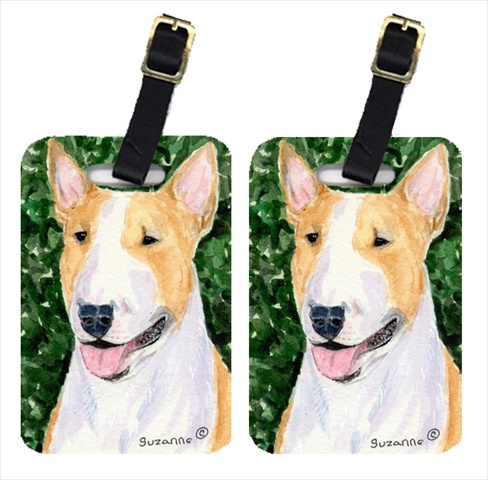 SS8873BT Bull Terrier Luggage Tag - Pair 2- 4 x 2.75 In.