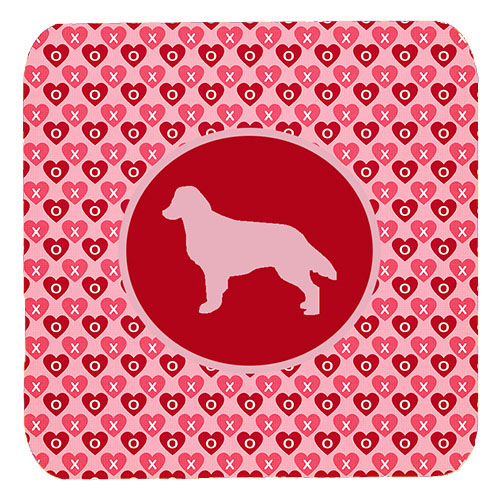 Flat Coated Retriever Valentine Hearts Foam Coasters - Set 4, 3.5 x 3.5 In.