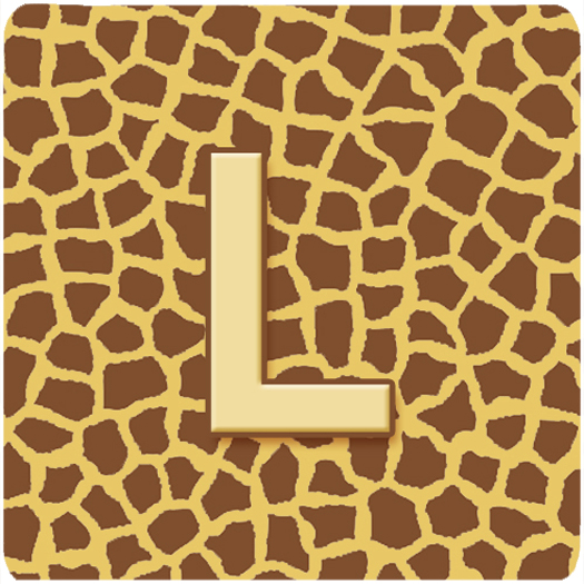 Monogram - Giraffe Foam Coasters, Initial Letter L - Set 4, 3.5 x 3.5 In.