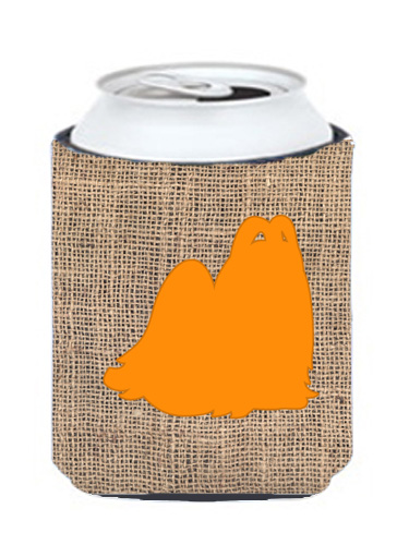 Maltese Burlap And Orange Can Or Bottle  Hugger