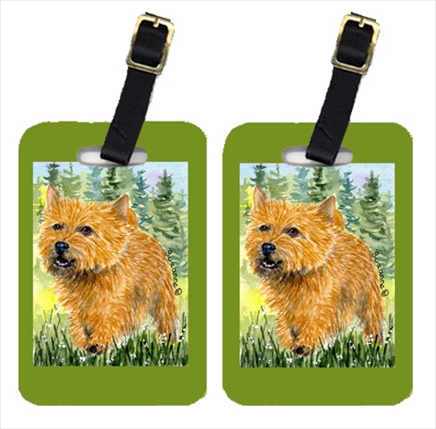 Norwich Terrier Luggage Tag - Pair 2- 4 x 2.75 In.