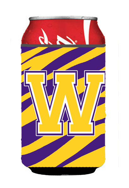 CJ1022-WCC Monogram - Tiger Stripe - Purple Gold Can Or Bottle  Initial W