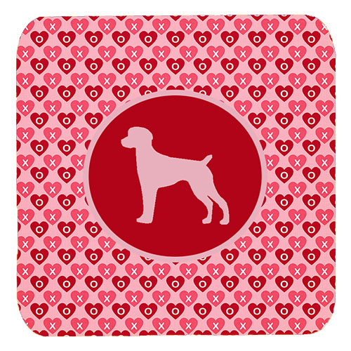German Shorthaired Pointer Valentine Hearts Foam Coasters - Set 4, 3.5 x 3.5 In.