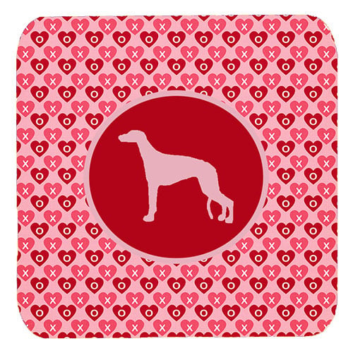 Greyhound Valentine Hearts Foam Coasters - Set 4- 3.5 x 3.5 In.