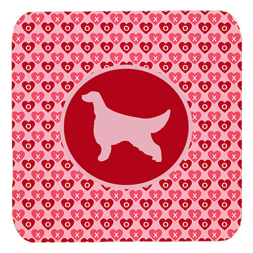 Irish Setter Valentine Hearts Foam Coasters - Set 4, 3.5 x 3.5 In.