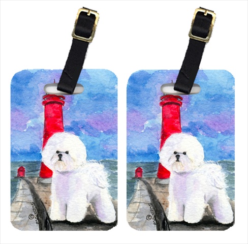 Lighthouse With Bichon Frise Luggage Tag - Pair 2, 4 x 2.75 In. Pair Of 2