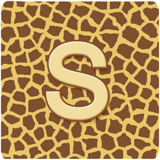 Monogram - Giraffe Foam Coasters, Initial Letter S - Set 4, 3.5 x 3.5 In.