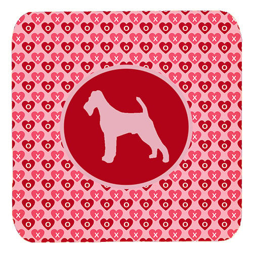 Irish Terrier Valentine Hearts Foam Coasters - Set 4, 3.5 x 3.5 In.