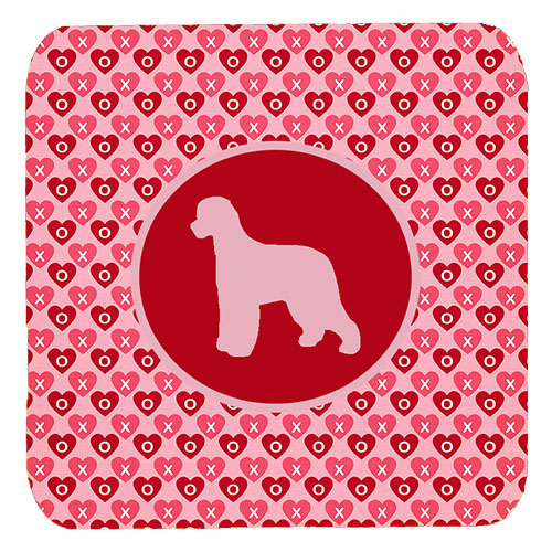 Irish Water Spaniel Valentine Hearts Foam Coasters - Set 4, 3.5 x 3.5 In.