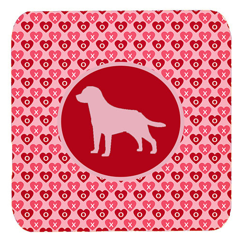 Labrador Valentine Hearts Foam Coasters - Set 4, 3.5 x 3.5 In.