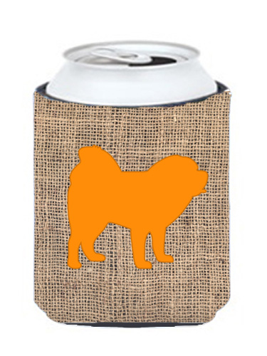 Chow Chow Burlap And Orange Can Or Bottle Hugger