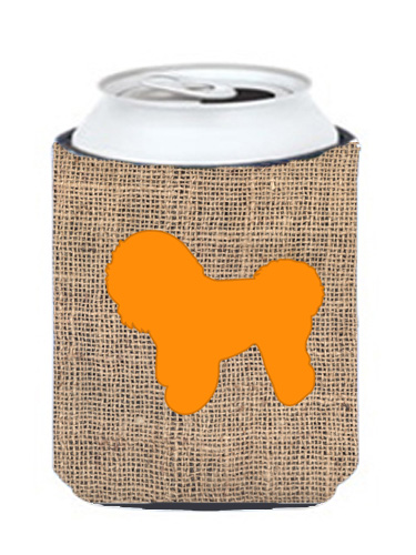 Bichon Frise Burlap And Orange Can Or Bottle  Hugger
