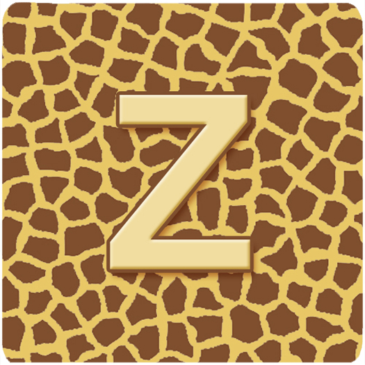 Monogram - Giraffe Foam Coasters, Initial Letter Z - Set 4, 3.5 x 3.5 In.