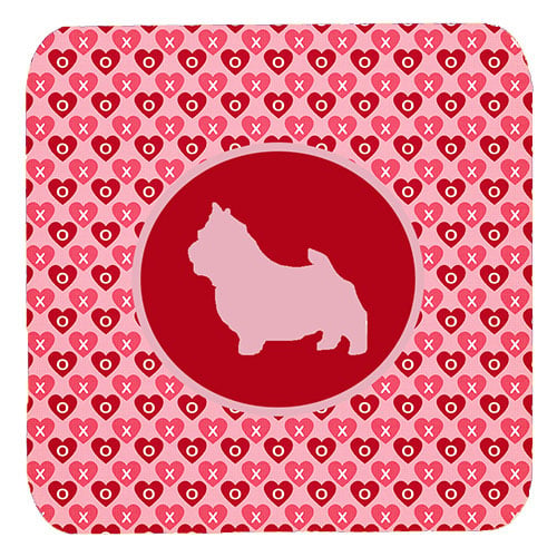 Norwich Terrier Valentine Hearts Foam Coasters - Set 4, 3.5 x 3.5 In.
