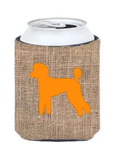 Poodle Burlap And Orange Can Or Bottle Hugger