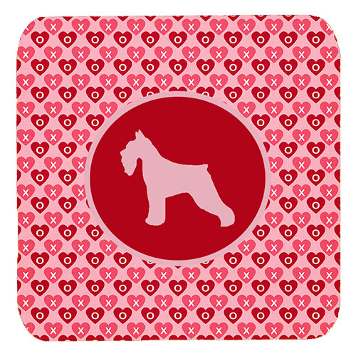 Schnauzer Valentine Hearts Foam Coasters - Set 4, 3.5 x 3.5 In.