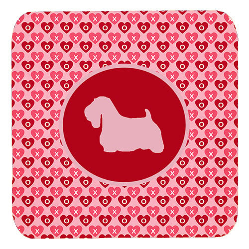 Sealyham Terrier Valentine Hearts Foam Coasters - Set 4, 3.5 x 3.5 In.