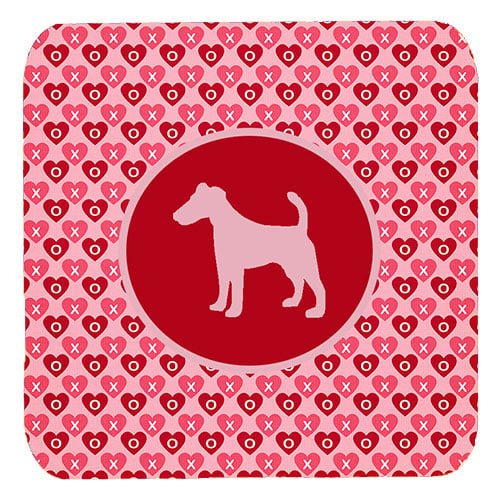Fox Terrier Smooth Valentine Hearts Foam Coasters - Set 4, 3.5 x 3.5 In.
