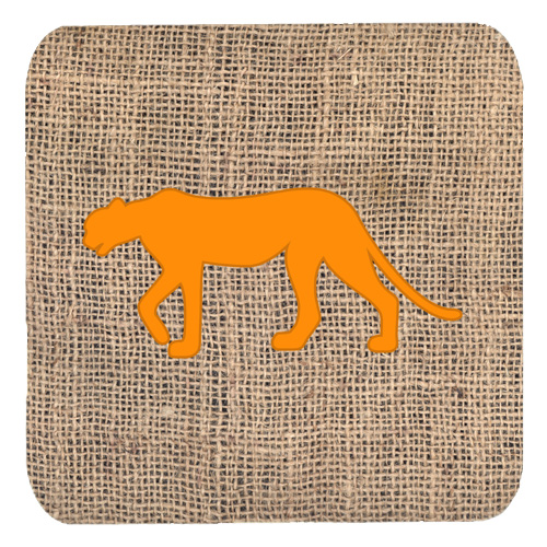 Leopard Burlap And Orange Foam Coasters - Set 4, 3.5 x 3.5 In.