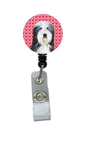 Bearded Collie Retractable Badge Reel Or Id Holder With Clip