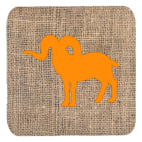 Sheep Burlap And Orange Foam Coasters - Set 4, 3.5 x 3.5 In.
