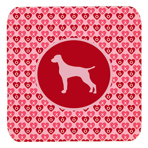 Vizsla Valentine Hearts Foam Coasters - Set 4, 3.5 x 3.5 In.