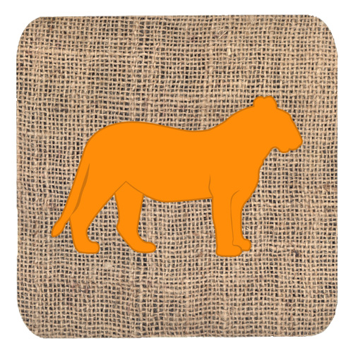 Tiger Burlap And Orange Foam Coasters - Set 4, 3.5 x 3.5 In.