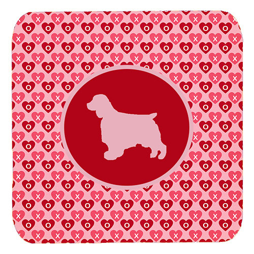 Welsh Springer Spaniel Valentine Hearts Foam Coasters - Set 4, 3.5 x 3.5 In.