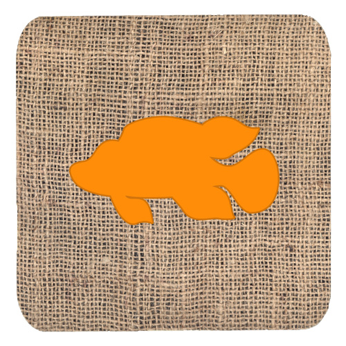 Fish - Tropical Fish Burlap And Orange Foam Coasters - Set 4, 3.5 x 3.5 In.