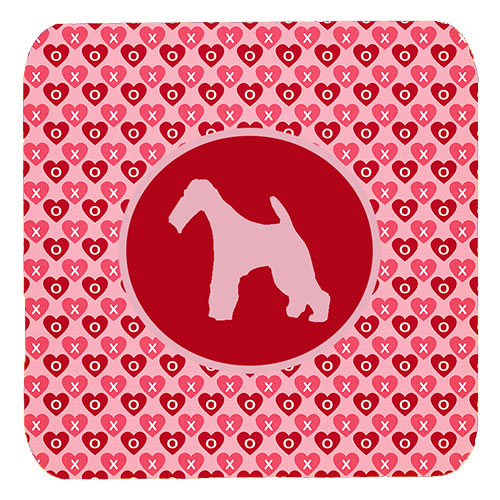 Fox Terrier Wire Valentine Hearts Foam Coasters - Set 4, 3.5 x 3.5 In.